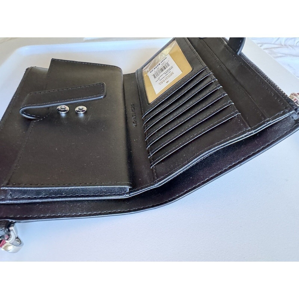 Michael Kors Jet Set Travel Double Zip Wristlet Wallet MK Logo Signature Black - Picture 11 of 15